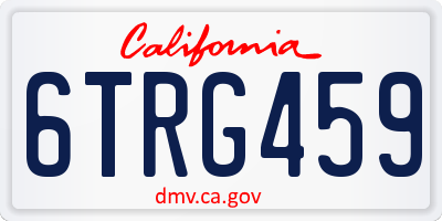 CA license plate 6TRG459