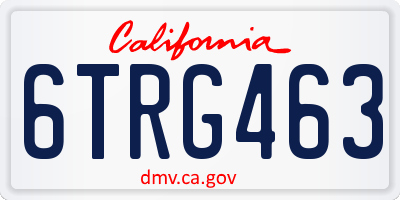 CA license plate 6TRG463