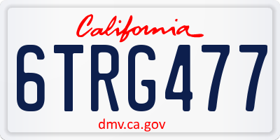 CA license plate 6TRG477