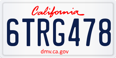 CA license plate 6TRG478