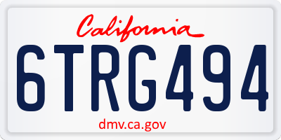 CA license plate 6TRG494