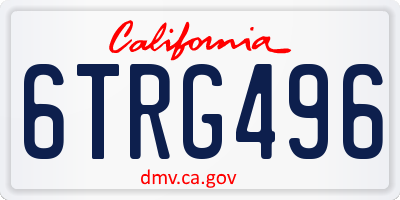 CA license plate 6TRG496