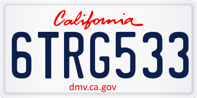 CA license plate 6TRG533