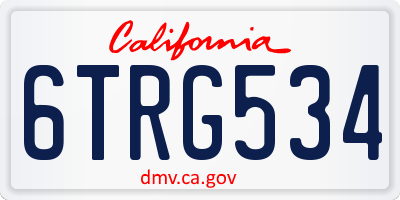 CA license plate 6TRG534