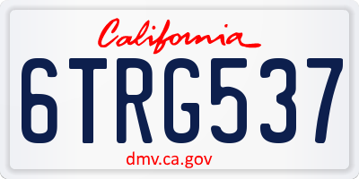 CA license plate 6TRG537