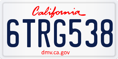 CA license plate 6TRG538