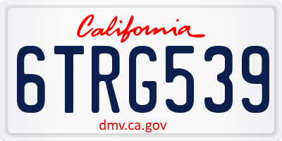 CA license plate 6TRG539