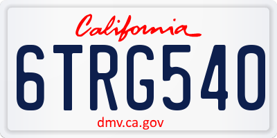 CA license plate 6TRG540