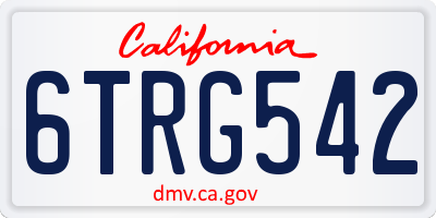 CA license plate 6TRG542