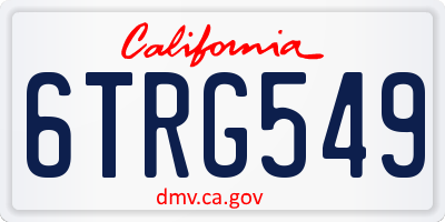 CA license plate 6TRG549
