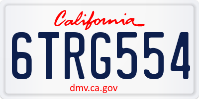 CA license plate 6TRG554