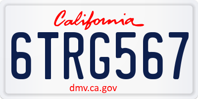CA license plate 6TRG567