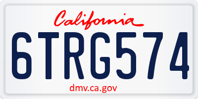 CA license plate 6TRG574