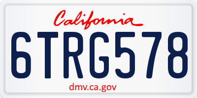 CA license plate 6TRG578