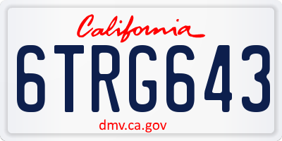 CA license plate 6TRG643