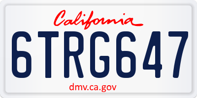 CA license plate 6TRG647