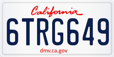 CA license plate 6TRG649