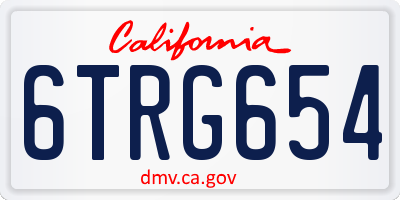 CA license plate 6TRG654