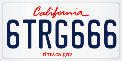 CA license plate 6TRG666