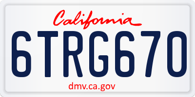 CA license plate 6TRG670