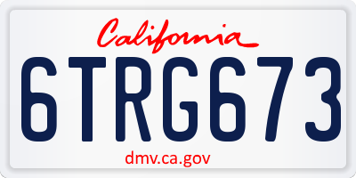 CA license plate 6TRG673