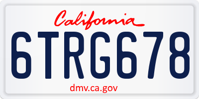 CA license plate 6TRG678