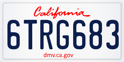 CA license plate 6TRG683
