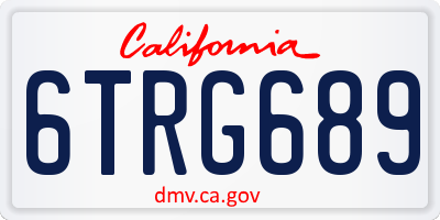 CA license plate 6TRG689