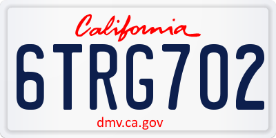 CA license plate 6TRG702