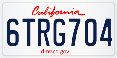 CA license plate 6TRG704