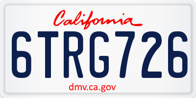 CA license plate 6TRG726