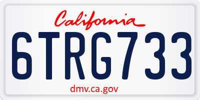 CA license plate 6TRG733