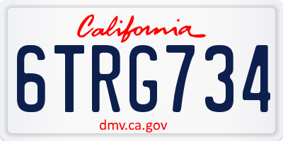 CA license plate 6TRG734