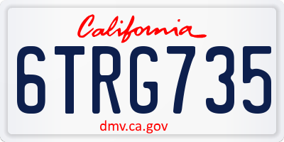 CA license plate 6TRG735