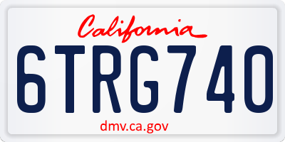 CA license plate 6TRG740