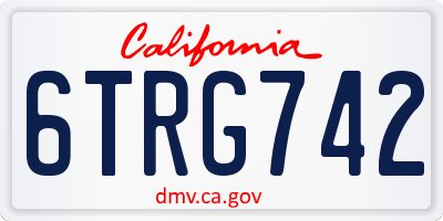 CA license plate 6TRG742
