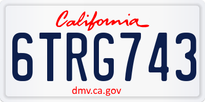 CA license plate 6TRG743