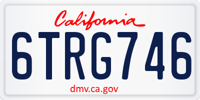 CA license plate 6TRG746