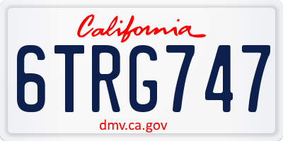 CA license plate 6TRG747