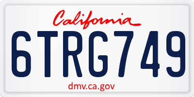 CA license plate 6TRG749