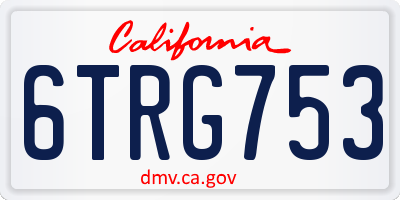 CA license plate 6TRG753