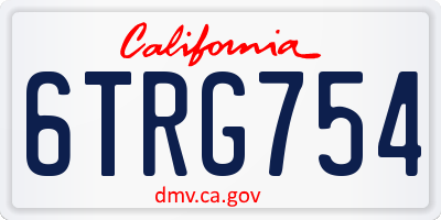 CA license plate 6TRG754