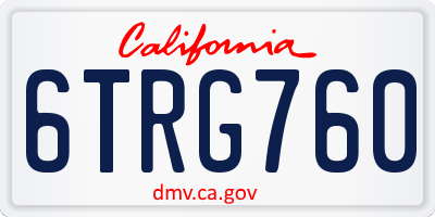 CA license plate 6TRG760