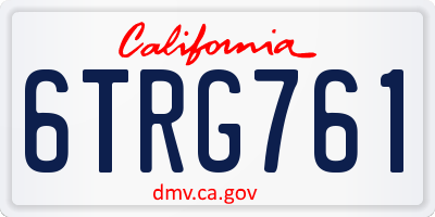 CA license plate 6TRG761