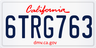 CA license plate 6TRG763
