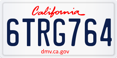 CA license plate 6TRG764