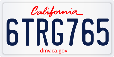 CA license plate 6TRG765