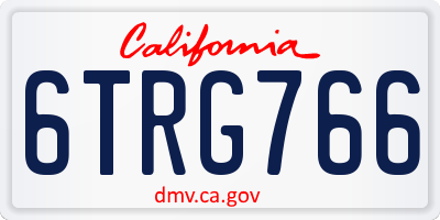 CA license plate 6TRG766