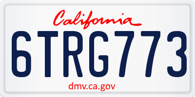 CA license plate 6TRG773