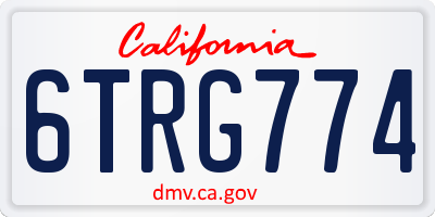 CA license plate 6TRG774